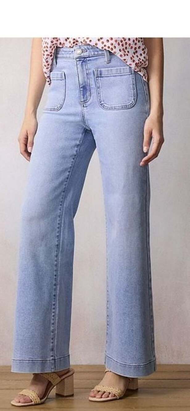 NWT LC Lauren Conrad Women's High-Rise Wide-Leg Jeans Front Patch Pockets Sz 14
